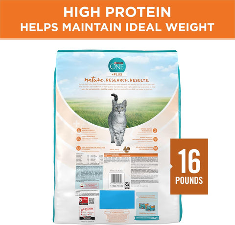 Purina ONE High Protein, Healthy Weight Dry Cat Food, +Plus Ideal Weight with Turkey - 16 lb. Bag