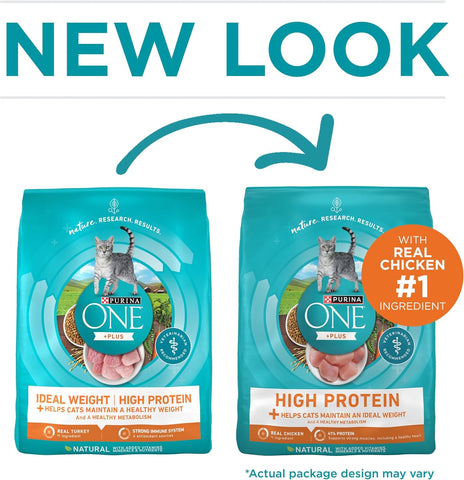 Purina ONE High Protein, Healthy Weight Dry Cat Food, +Plus Ideal Weight with Turkey - 16 lb. Bag