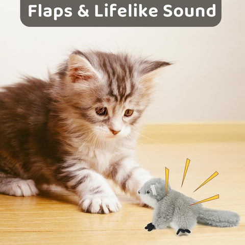 PROKEl Pet Toys, Cat Catnip Toys FlappingSquirrel, Rechargeable Touch Activated KittenToys, Lifelike Interactive Cats Toy Indoor, CatKicker Plush Toys For All Breeds Universalinteractive Toy Cat Toys