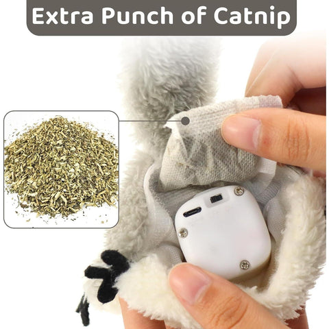 PROKEl Pet Toys, Cat Catnip Toys FlappingSquirrel, Rechargeable Touch Activated KittenToys, Lifelike Interactive Cats Toy Indoor, CatKicker Plush Toys For All Breeds Universalinteractive Toy Cat Toys